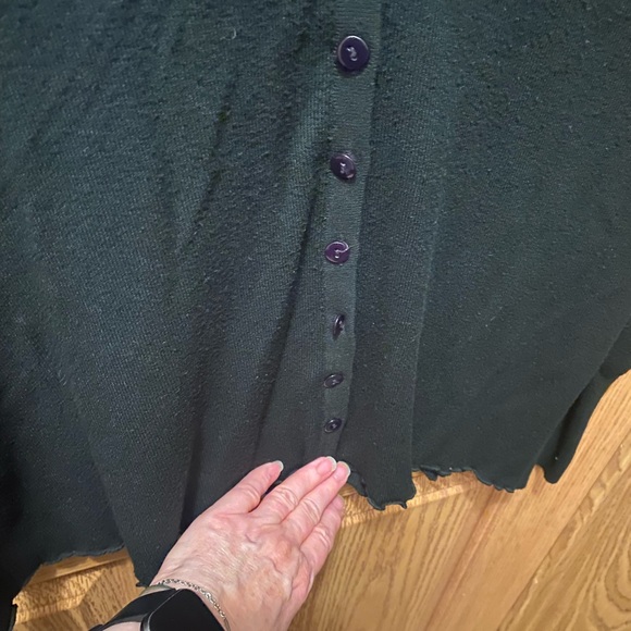 Black button front Sweater with lace trim detail. - Picture 5 of 5